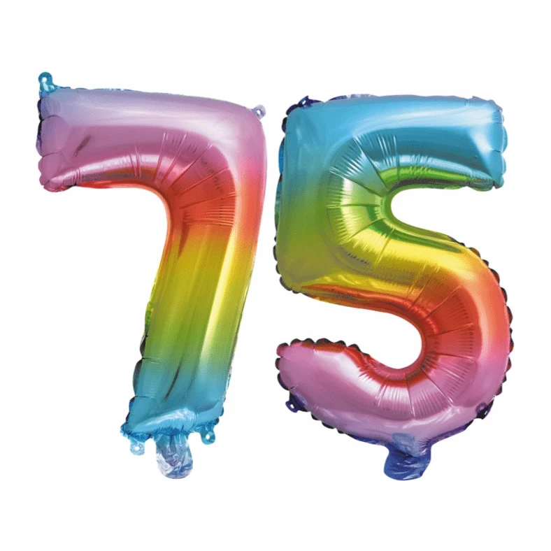 Folieballon 75 jaar Regenboog 41cm
