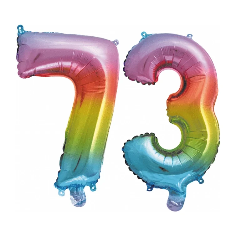 Folieballon 73 jaar Regenboog 86cm