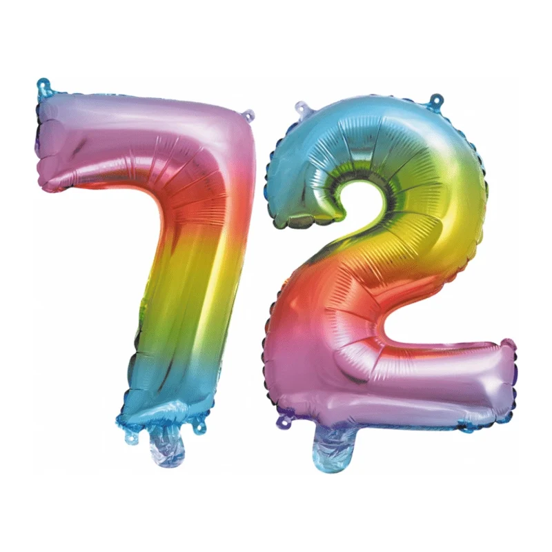 Folieballon 72 jaar Regenboog 86cm