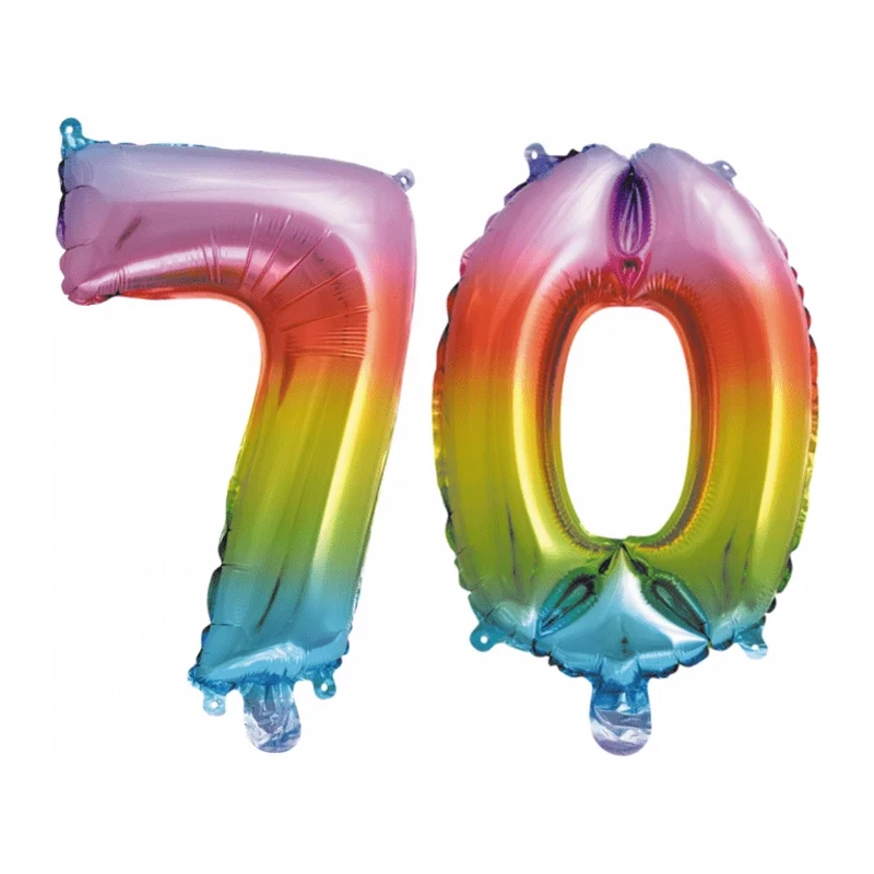 Folieballon 70 jaar Regenboog 86cm