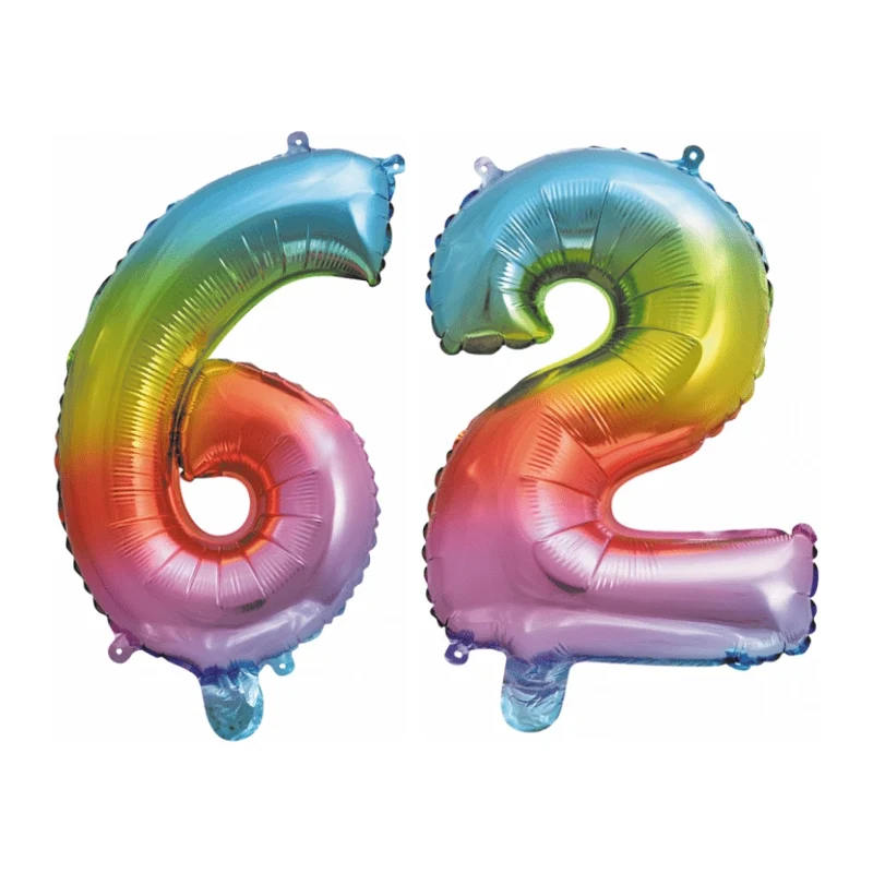 Folieballon 62 jaar Regenboog 41cm