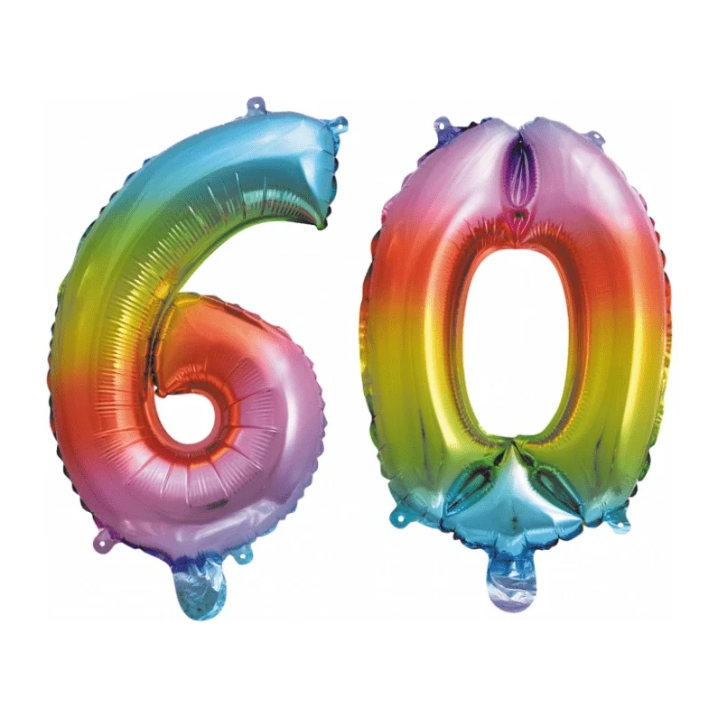 Folieballon 60 jaar Regenboog 86cm