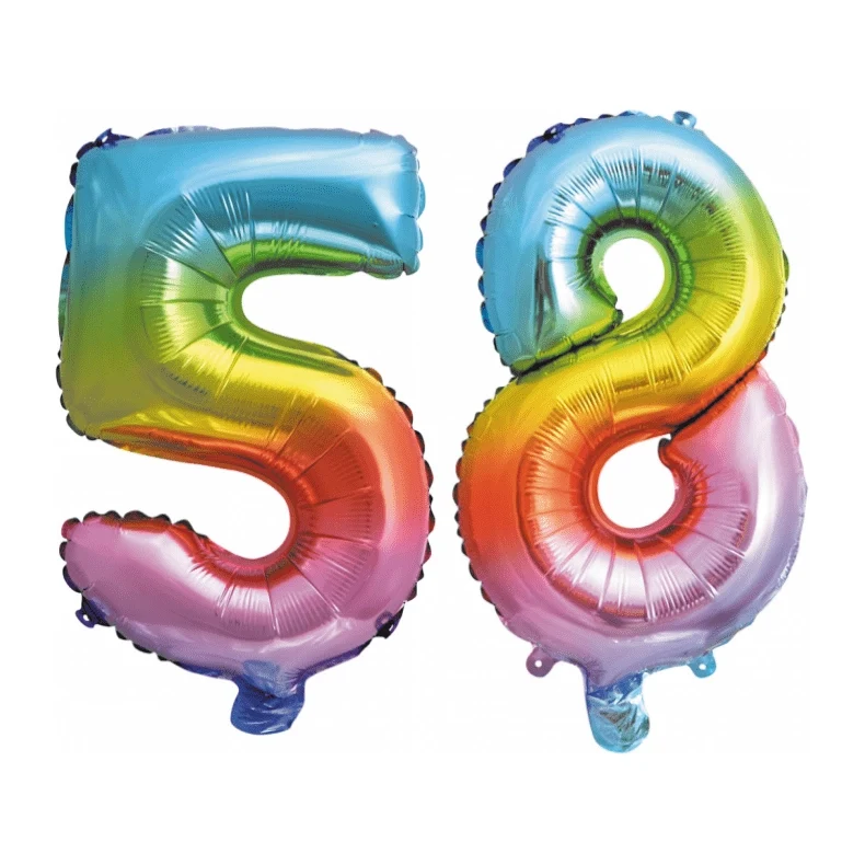 Folieballon 58 jaar Regenboog 86cm