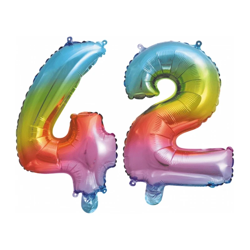 Folieballon 42 jaar Regenboog 86cm