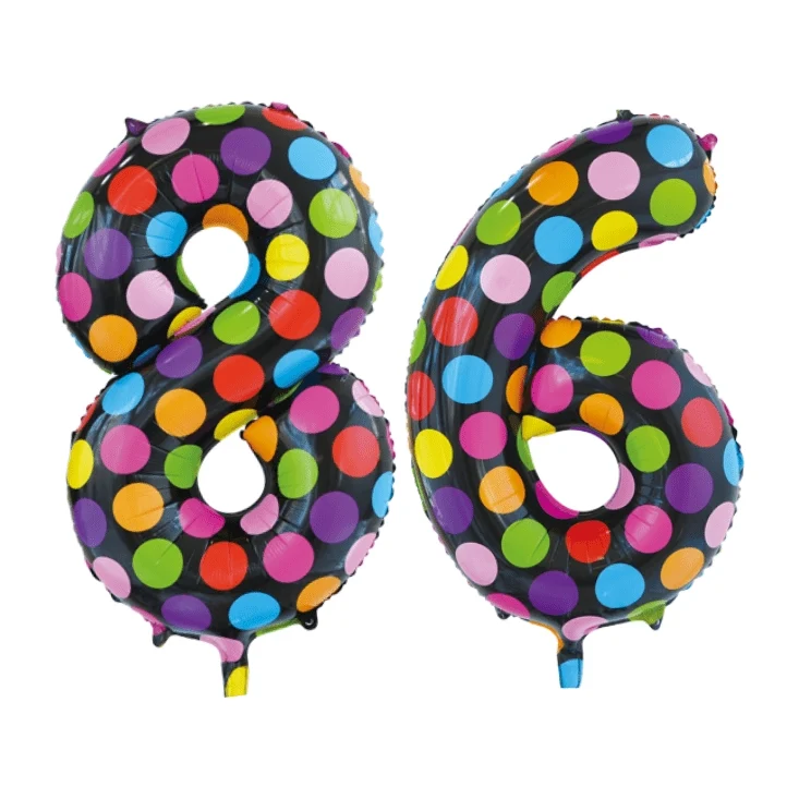 Folieballon 86 jaar stippen 86cm