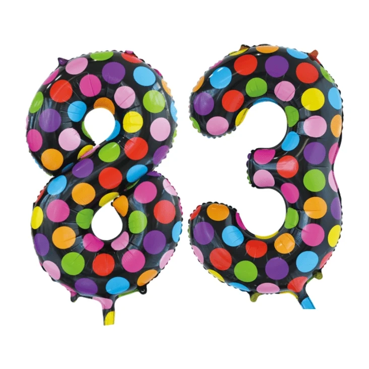 Folieballon 83 jaar stippen 86cm