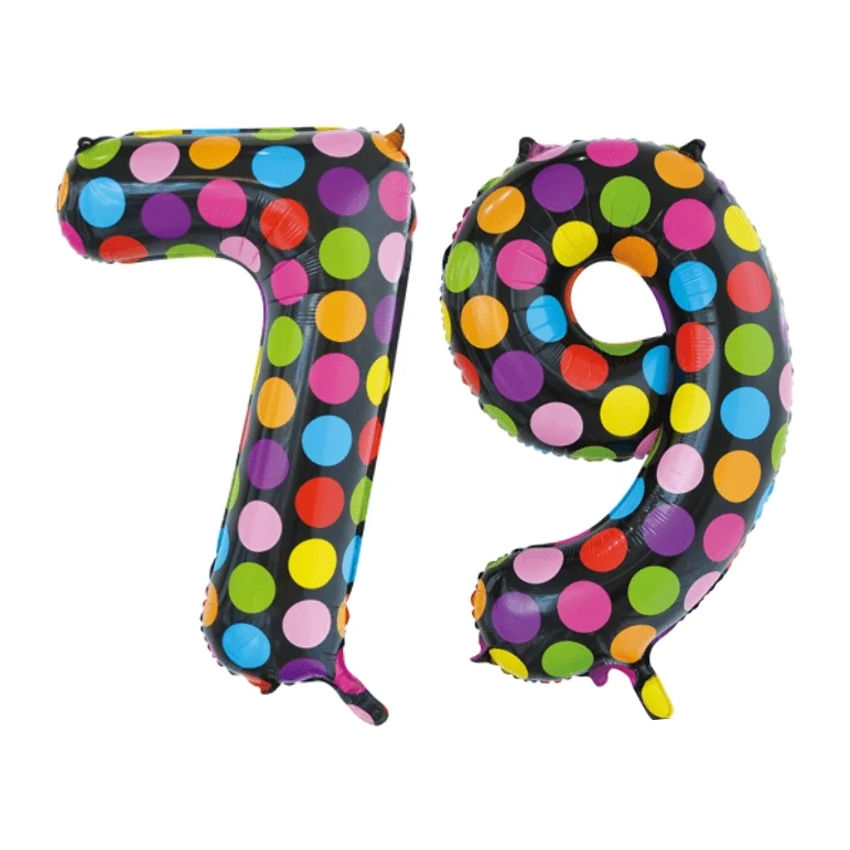 Folieballon 79 jaar stippen 86cm
