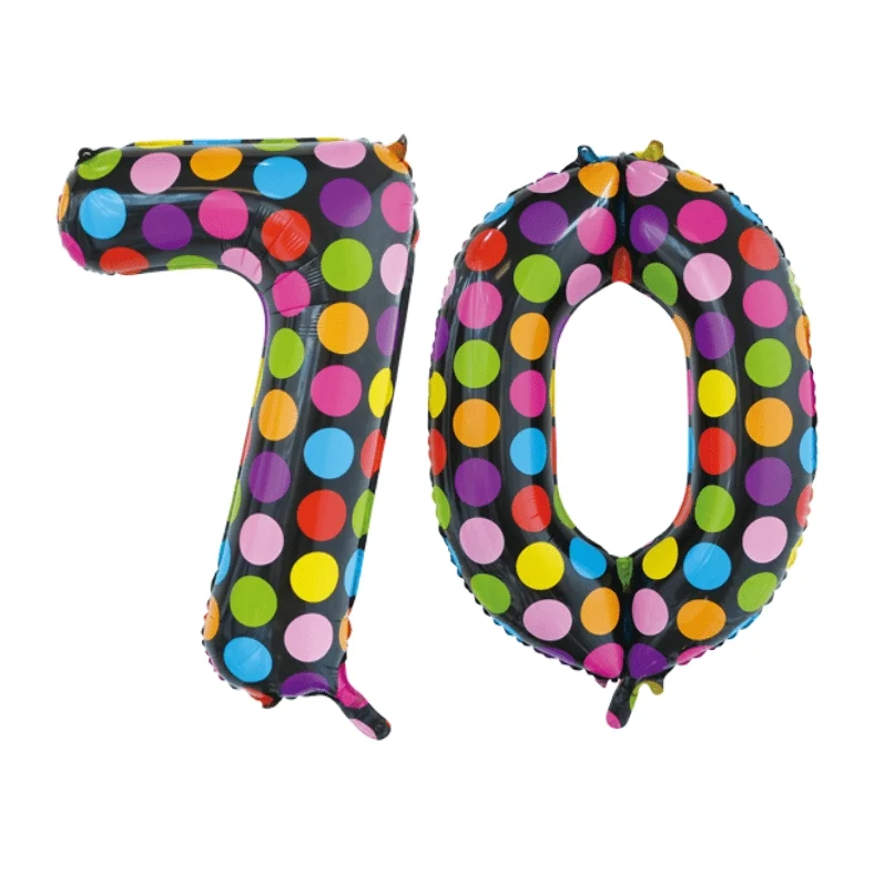 Folieballon 70 jaar stippen 86cm