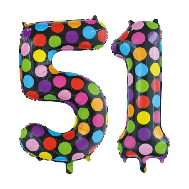 Folieballon 51 jaar stippen 86cm