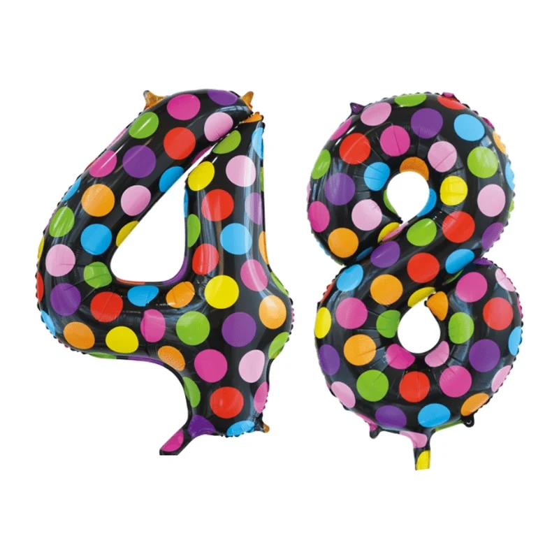 Folieballon 48 jaar stippen 86cm