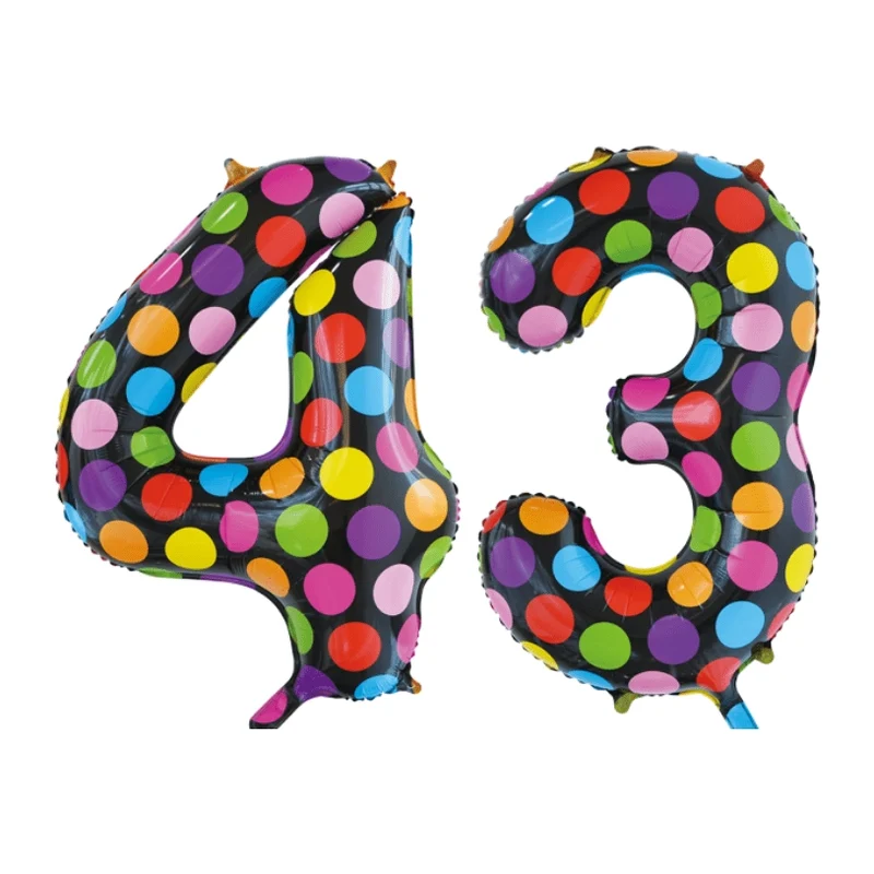 Folieballon 43 jaar stippen 86cm