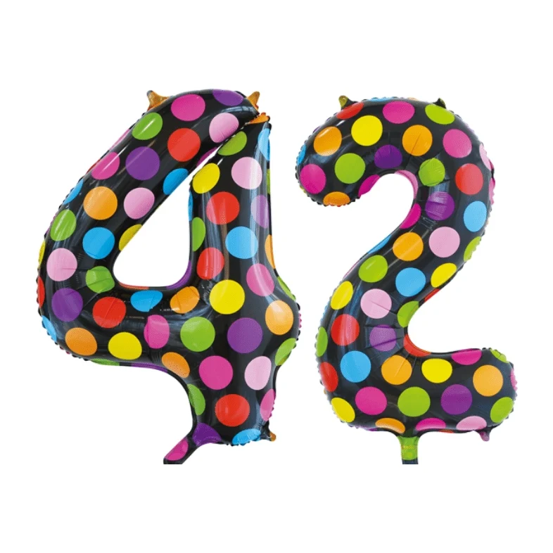 Folieballon 42 jaar stippen 86cm