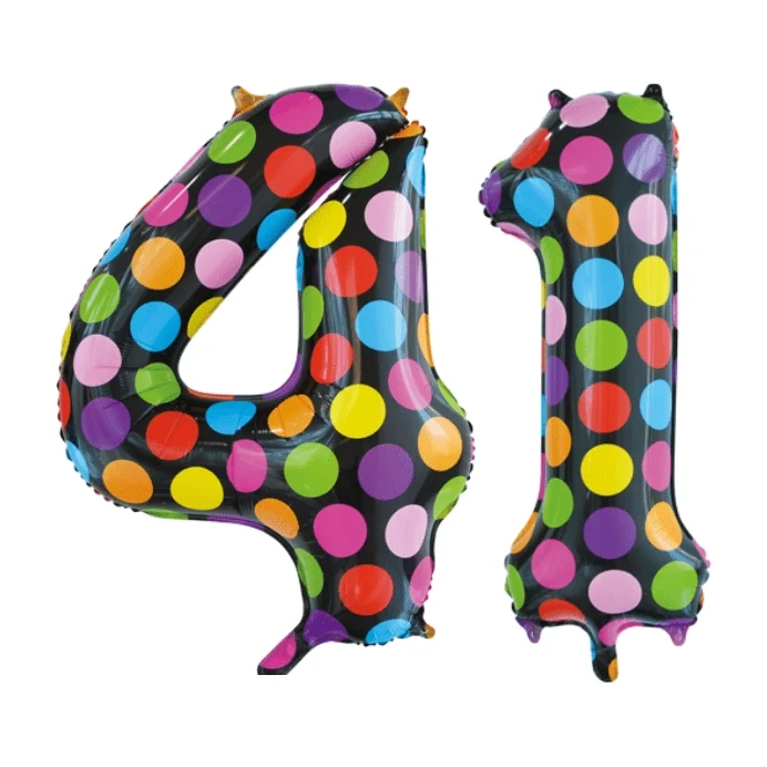 Folieballon 41 jaar stippen 86cm