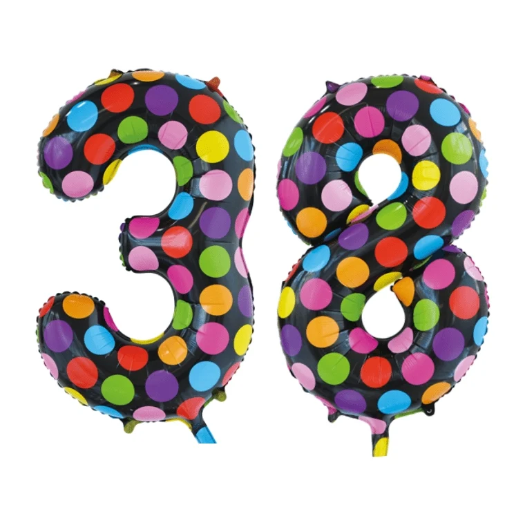 Folieballon 38 jaar stippen 86cm