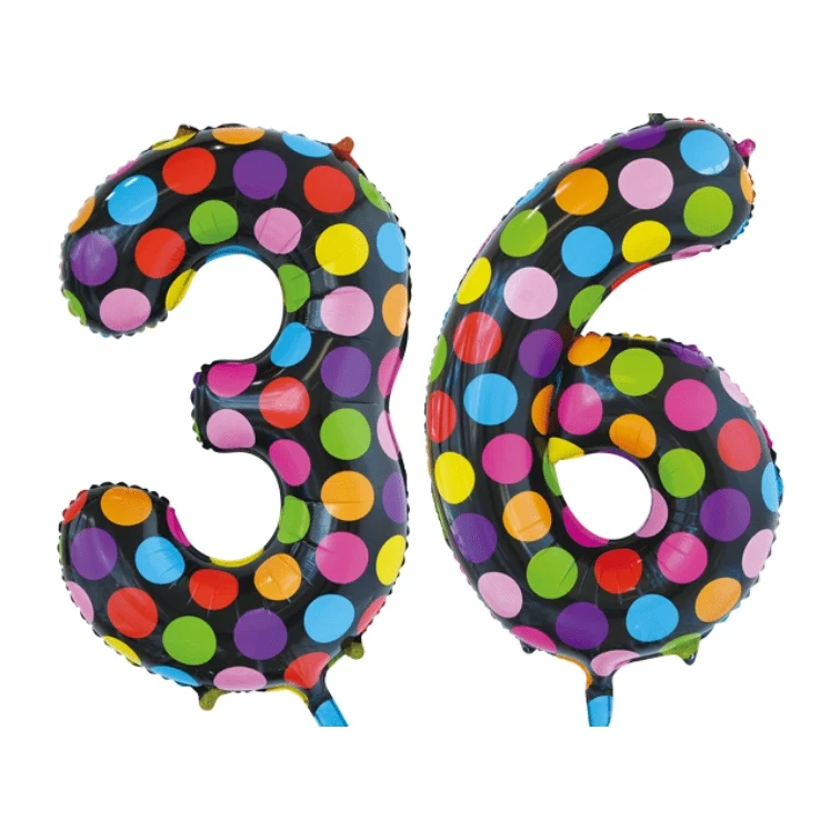 Folieballon 36 jaar stippen 86cm