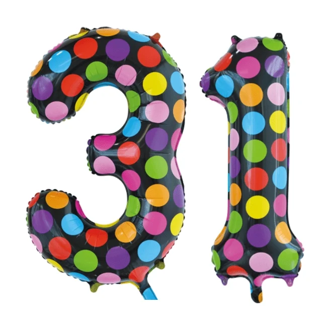 Folieballon 31 jaar stippen 86cm