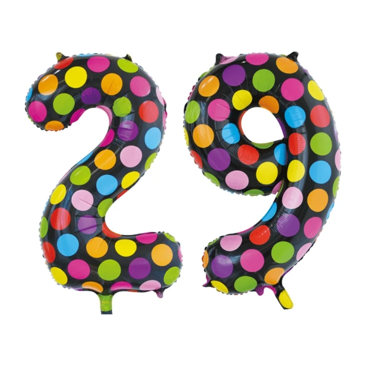 Folieballon 29 jaar stippen 86cm