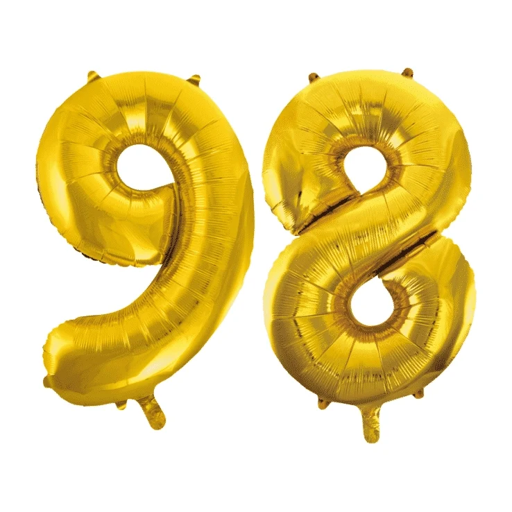 Folieballon 98 jaar Goud 86cm