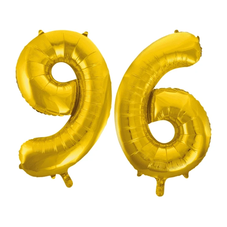 Folieballon 96 jaar Goud 86cm