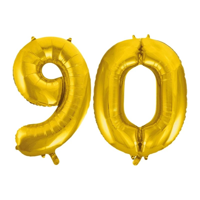 Folieballon 90 jaar Goud 86cm