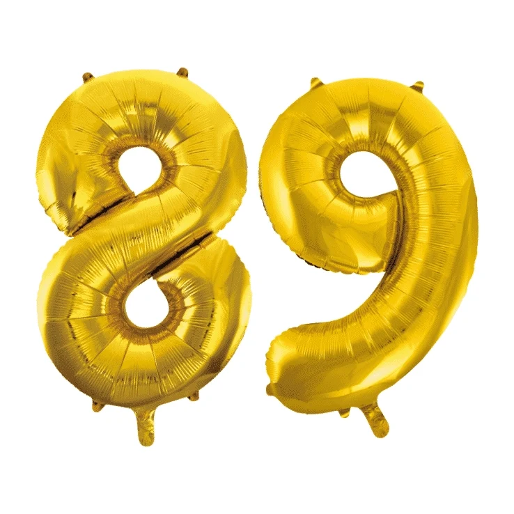 Folieballon 89 jaar Goud 86cm