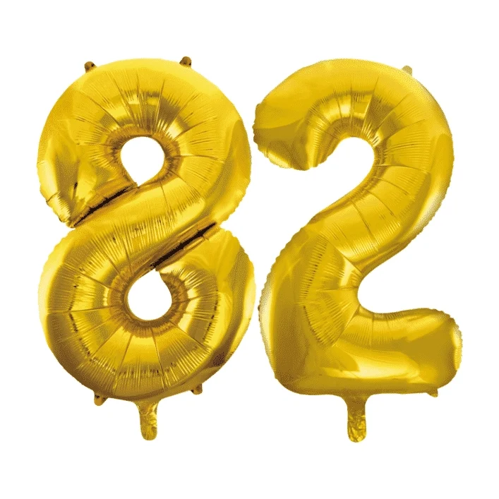 Folieballon 82 jaar Goud 86cm
