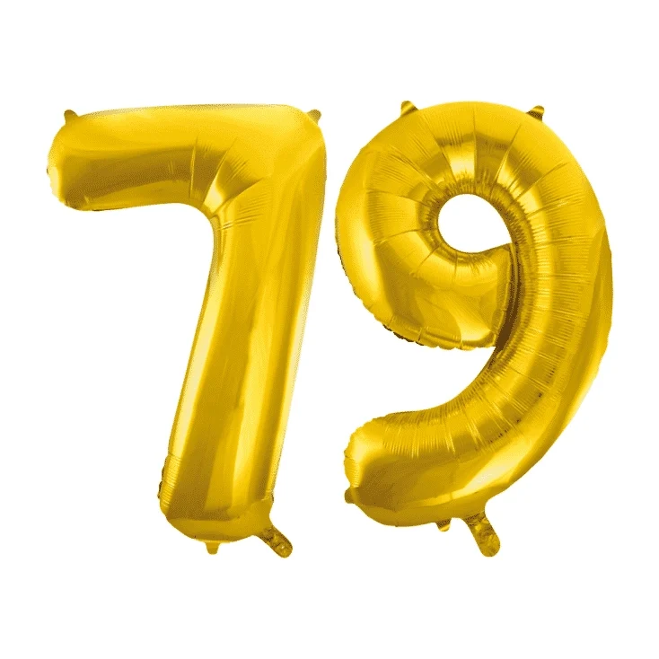 Folieballon 79 jaar Goud 86cm