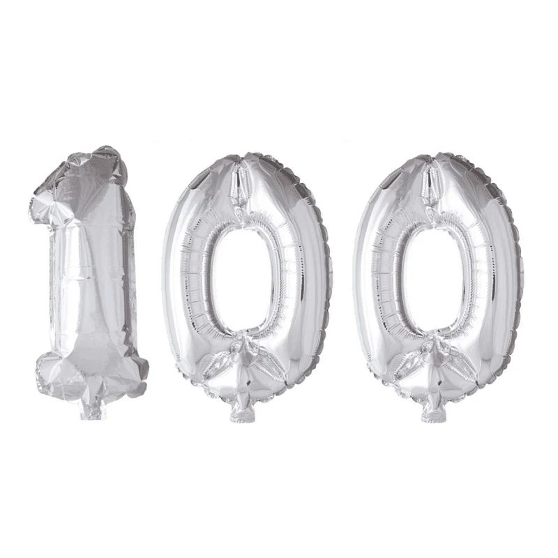 Folieballon 100 jaar zilver 86cm
