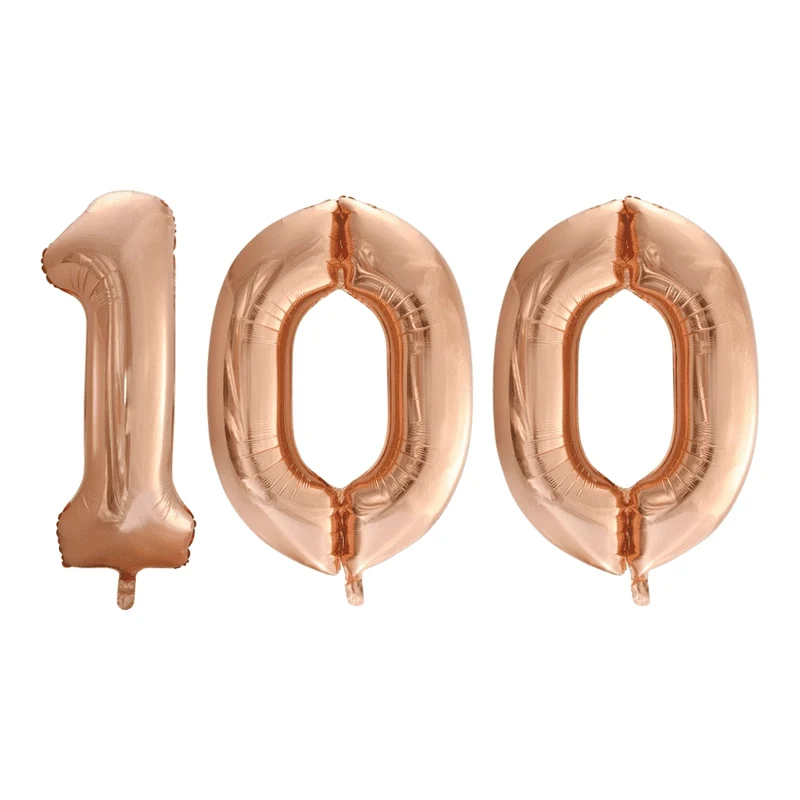 Folieballon 100 jaar Rosé Goud 86cm
