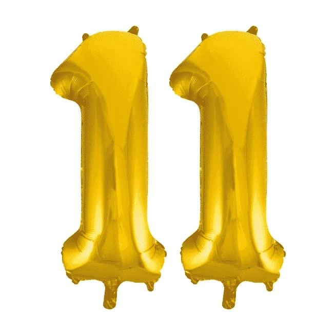 Folieballon 11 jaar Goud 41cm
