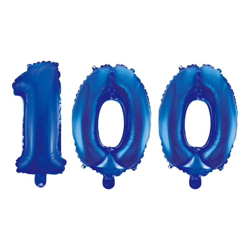 Folieballon 100 jaar blauw 86cm
