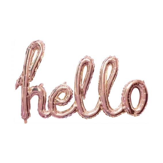 Folieballon HELLO - 1 woord - Rosé Goud - 119cm