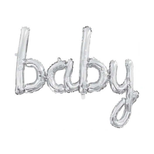 Folieballon BABY - 1 woord - Zilver - 119cm