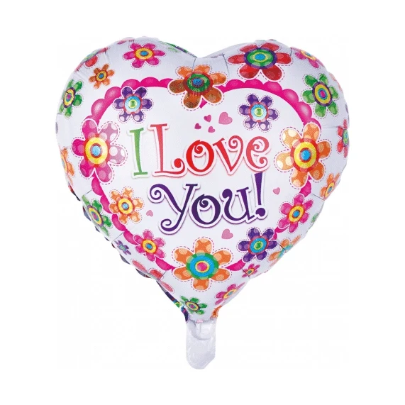 Folieballon I Love You - Bloemen - 46cm