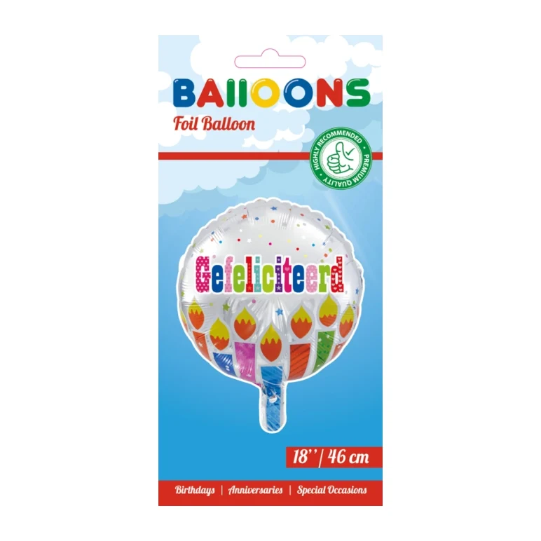 Folieballon Gefeliciteerd - Kaarsen - 46cm