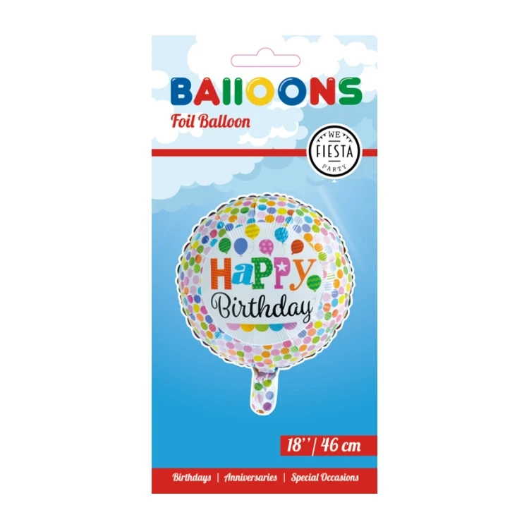 Folieballon Happy Birthday - Stippen - 46cm