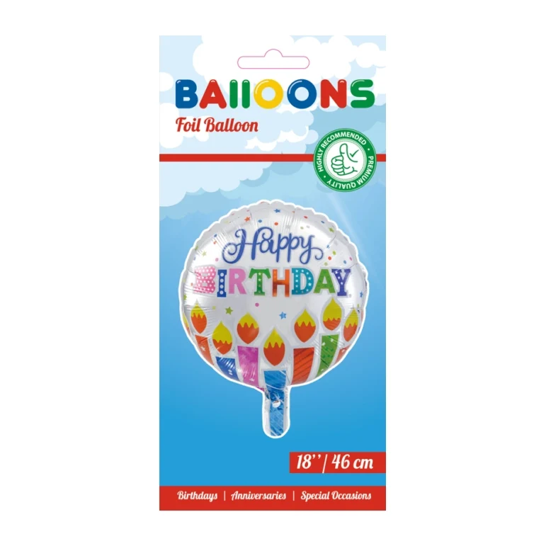 Folieballon Happy Birthday - Kaarsen - 46cm