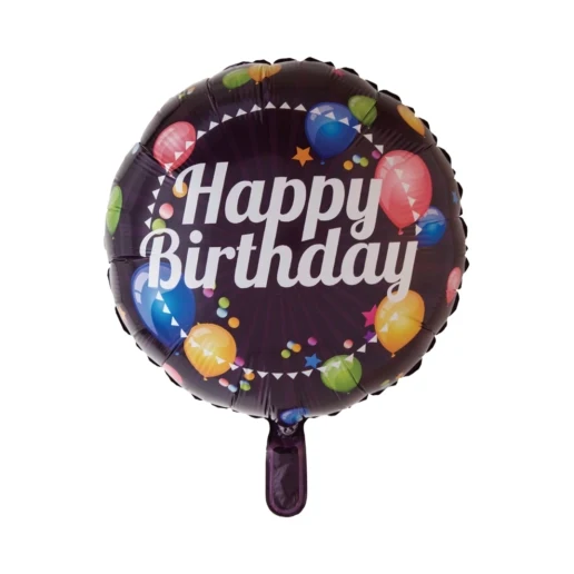 Folieballon Happy Birthday - Zwart - 46cm