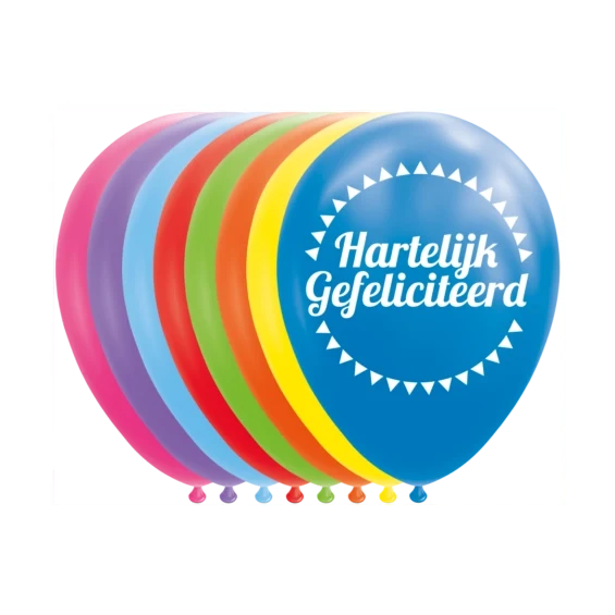 Ballonnen Hartelijk Gefeliciteerd - 8 stuks - 30cm