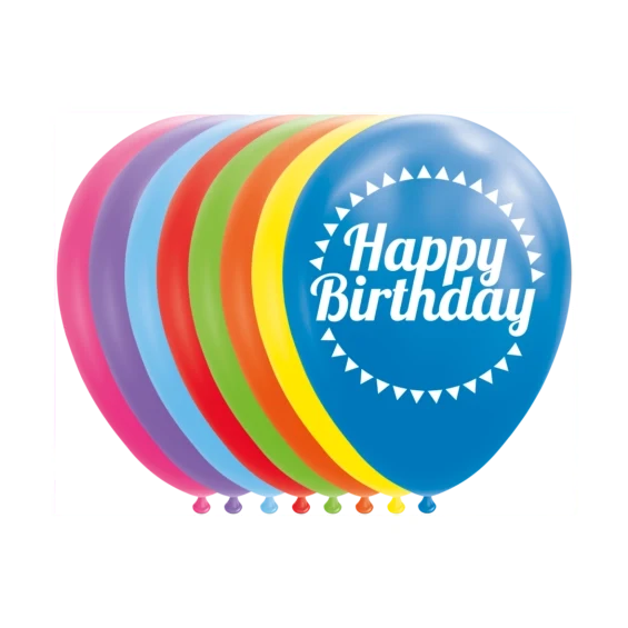 Ballonnen Happy Birthday - 8 stuks - 30cm