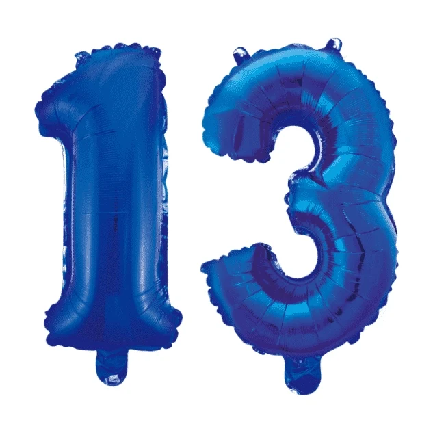 Folieballon 13 jaar blauw 86cm