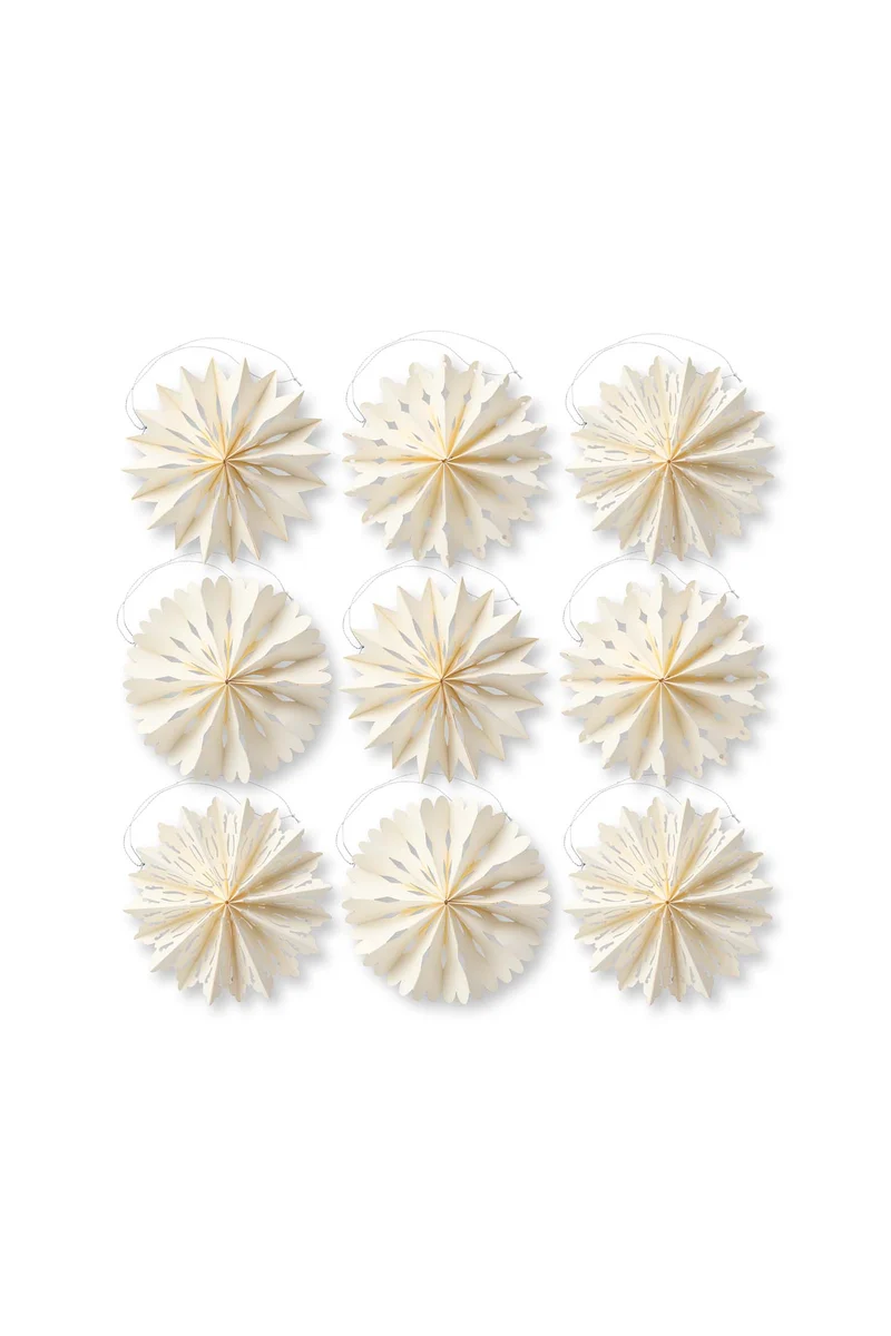 vtwonen - Kerststerren - Papier - Ivoor - 10 cm - Set van 9
