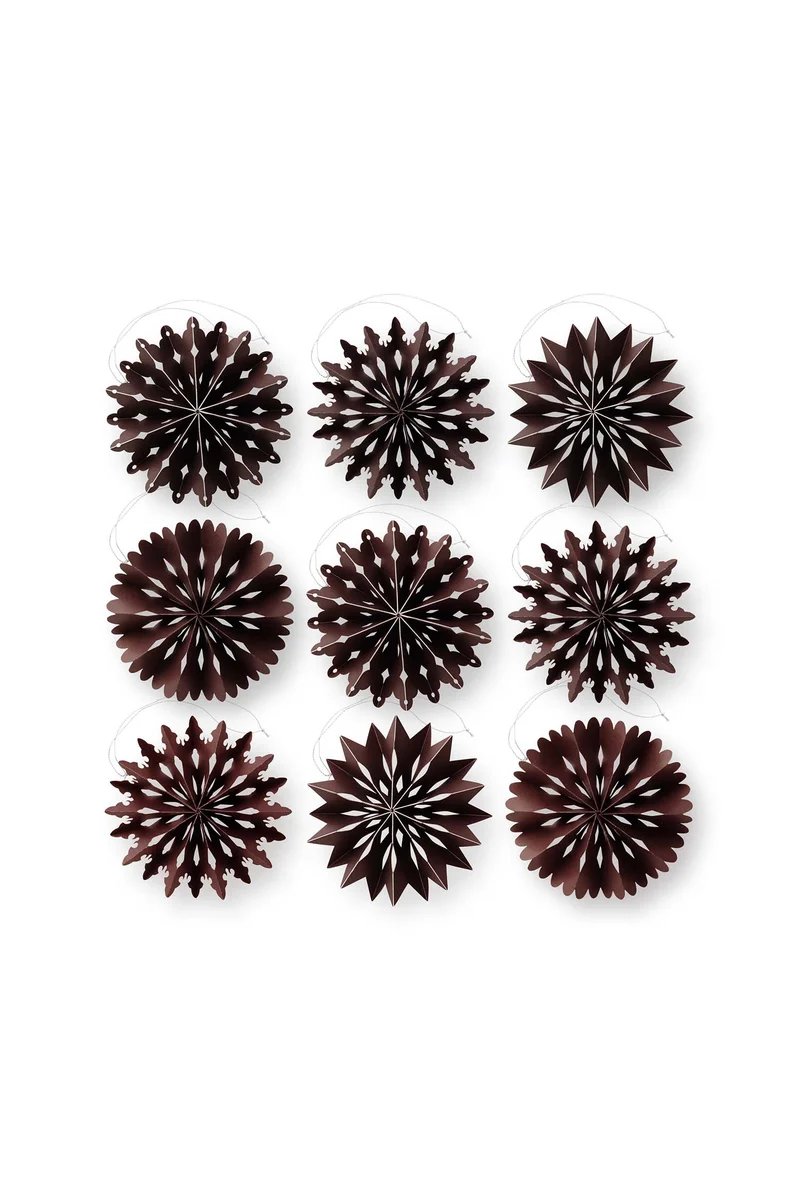 vtwonen - Kerststerren - Papier - Donkerbruin - 10 cm - Set van 9