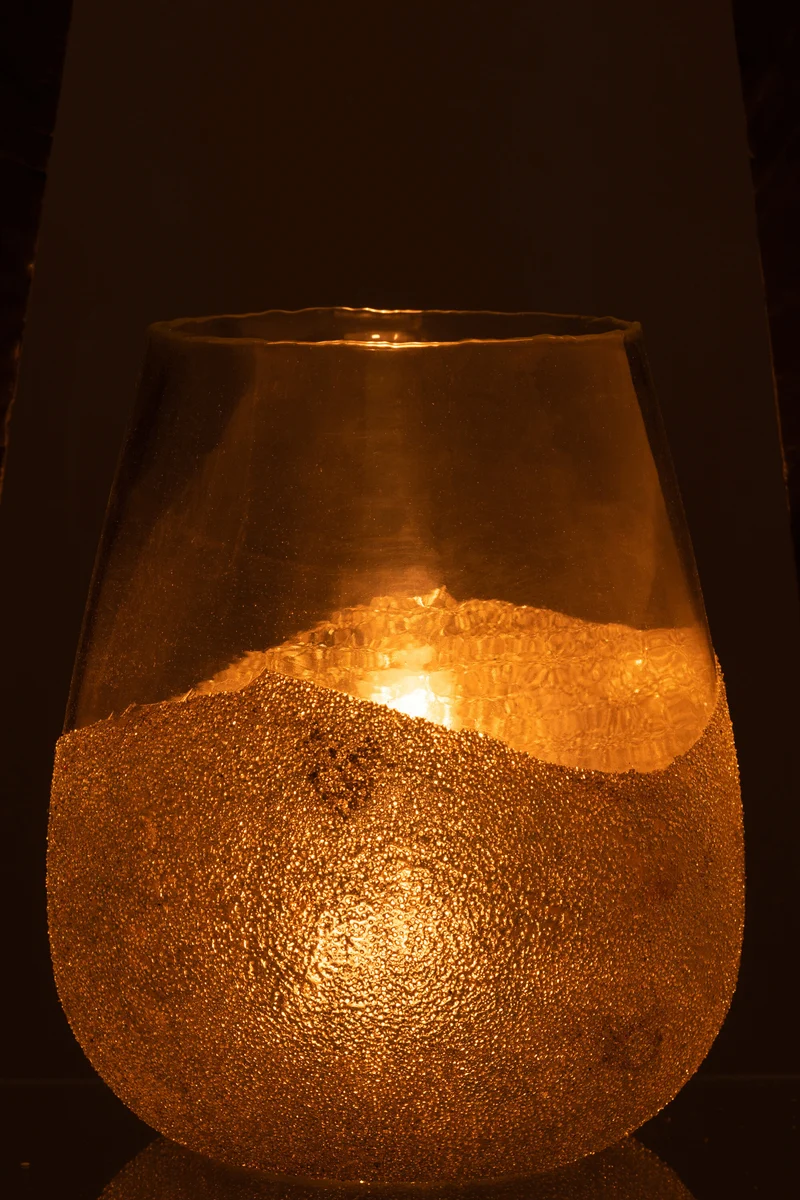 J-Line kaarshouder Helft Parels Rond - glas - goud - large
