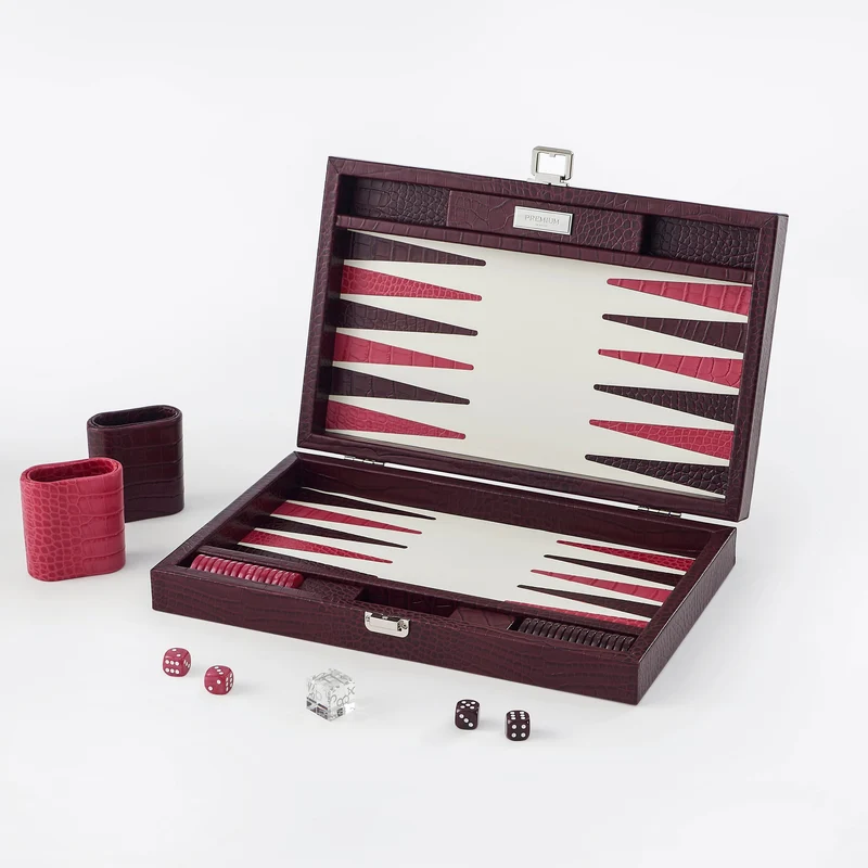 Premium Interiors - Backgammon - Gemiddeld BACKGAMMON - leer pruim 38cm