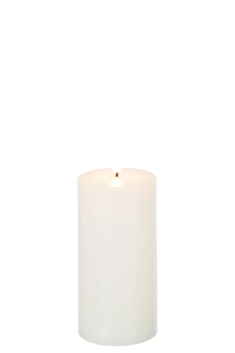 J-Line kaars - wit - medium - LED lichtjes