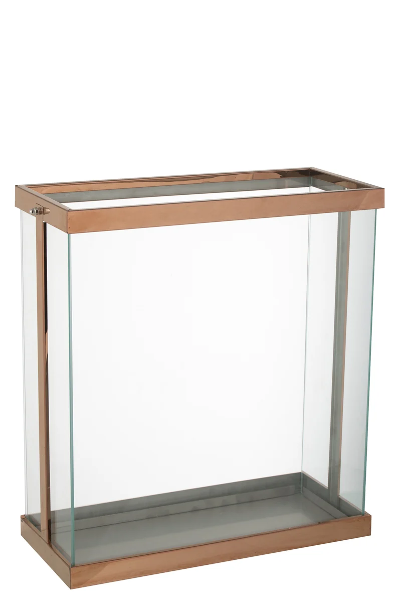 J-Line lantaarn Rechthoekig enma - ijzer/glas - koper - large