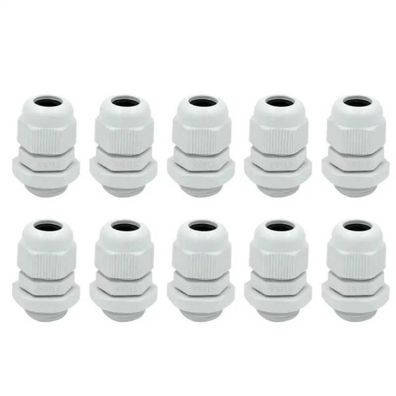 Pack Of White Polyamide M16x1.5 Cable Glands Featuring Waterproof Locknut Design For Solid Wire Routing And Heavy Duty Connection Work That Are Straight Up Badass Durable And Built To Thrive In Rough Job Sites