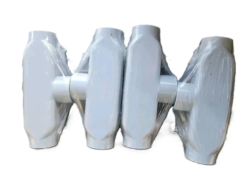 Premium 4 Pack Of 3/4 Inch Type T Conduit Bodies In Gray PVC Heavy Duty Electrical Junction Boxes Perfect For Pull-Through Wire Access And Directional Routing On Any Professional Contractor Job Site Or DIY Renovation Project