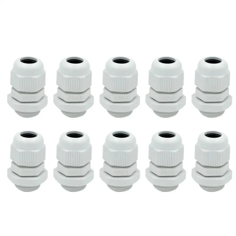 10 Pack M16 X 1.5 Waterproof Cable Glands Featuring Impact Resistant Polyamide Body Hella Tight Seal Strain Relief Cord Grips For Rugged Electrical Wiring Quick Setup For Heavy Duty Jobs